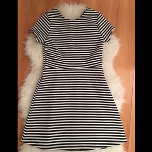 TOPSHOP Black White Sailor Stripe Skater Dress